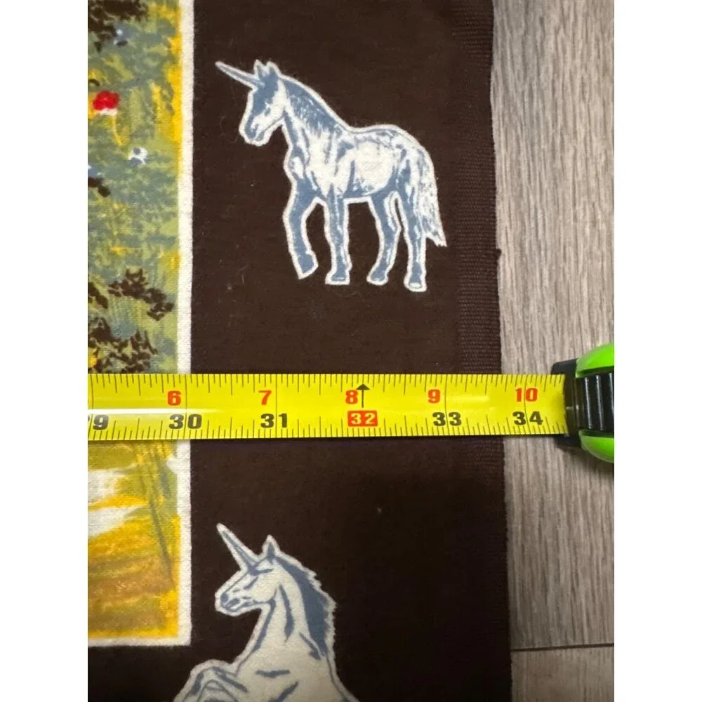 Vintage RT Brown Unicorn Parrot Tapestry Wall Hanging Blanket With Colorful Rain